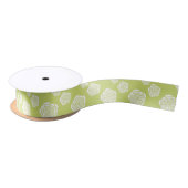 Witte en Chartreuse Pioenenpatroonlint Lint (Spoel)