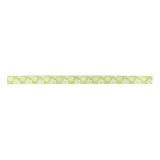 Witte en Chartreuse Pioenenpatroonlint Lint (Voorkant)