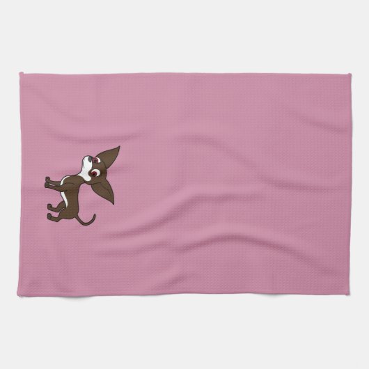 Witte en chocolade-Chihuahua met korte haas Theedoek (Horizontaal)