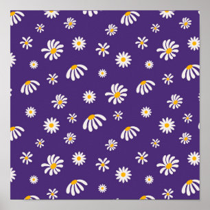 witte en gele bloemen Daisy Pattern Poster