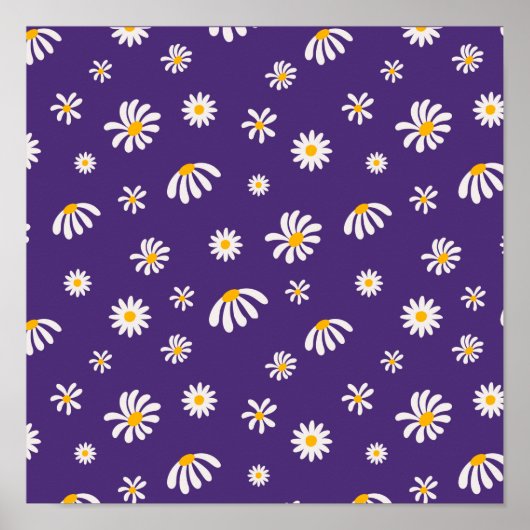 witte en gele bloemen Daisy Pattern Poster (Voorkant)