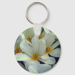 Witte en gele bloemen sluiten dicht sleutelhanger