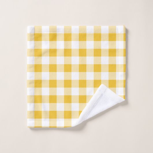 Witte en gele Buffalo Plaid Patroon Handdoek (Wasdoekje)