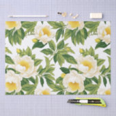 Witte en gele Claire de Lune pioenen Tissuepapier (Craft)