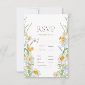 Witte en gele Daffodil Floral Border Wedding RSVP (Voorkant)