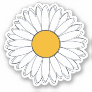 Witte en Gele Daisy Grafisch Sticker