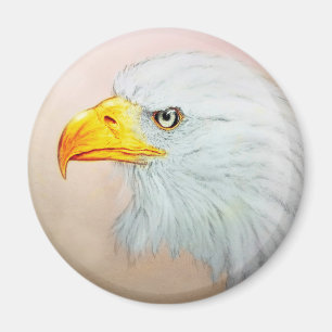 Witte en gele dierlijke kunst, Round Magnet - Eagl Magneet