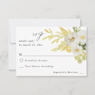 Witte en gele Floral geen Mal RSVP 2 Kaartje