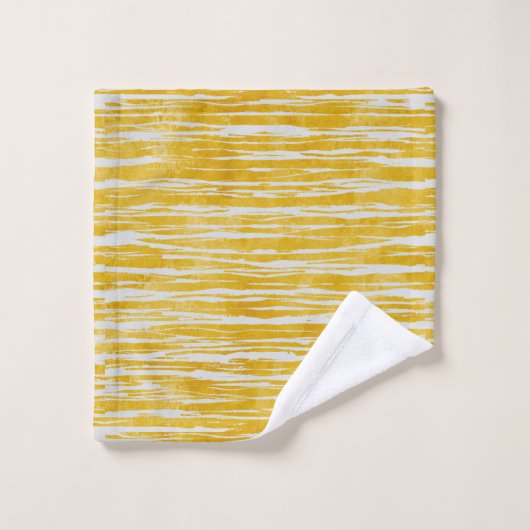 Witte en gele gestreepte vlekken bad handdoek (Wasdoekje)