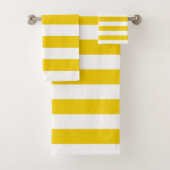 Witte en gele horizontale strepen bad handdoek (Insitu)