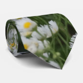 Witte en gele minibloemen van Daisy Aster Stropdas (Opgerold)