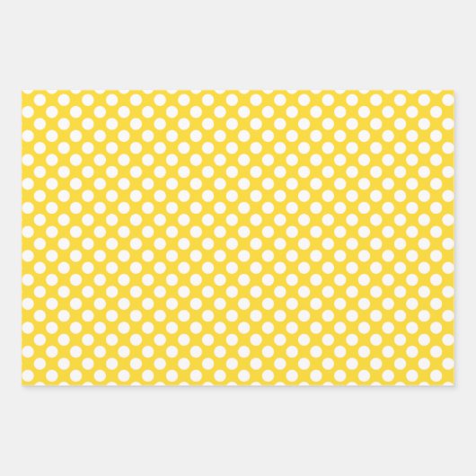 Witte en gele pokadot inpakpapier vel (Voorkant)