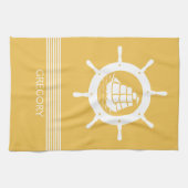 Witte en gele strepen en niervet theedoek (Horizontaal)