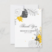 Witte en gele tropische bladeren bedankje bedankkaart (Voorkant)