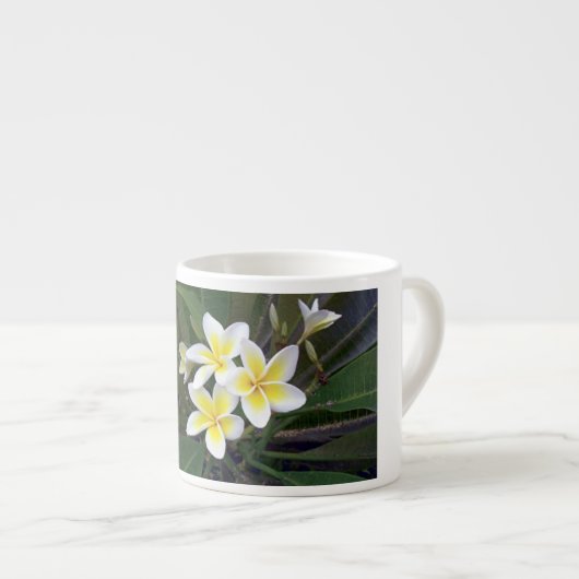  witte en gele tropische bloemen espresso kop (Voorkant rechts)