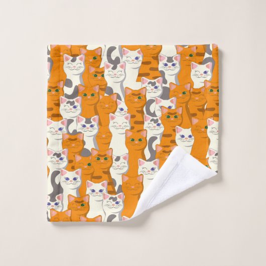 Witte en gember katten patroon groene ogen blauwe  bad handdoek (Wasdoekje)