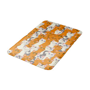 Witte en gember katten patroon groene ogen blauwe  badmat