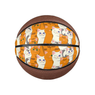 Witte en gember katten patroon groene ogen blauwe basketbal