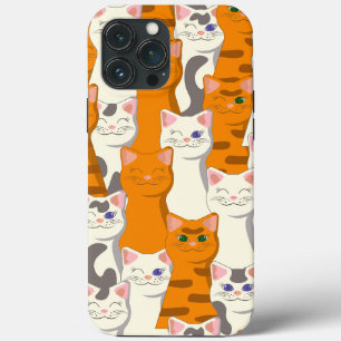 Witte en gember katten patroon groene ogen blauwe iPhone 13 pro max hoesje