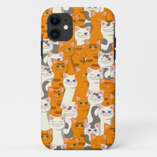 Witte en gember katten patroon groene ogen blauwe iPhone 11 hoesje