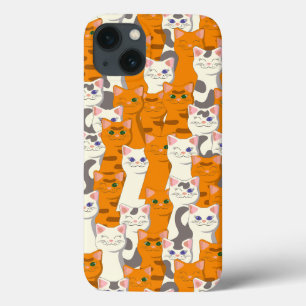 Witte en gember katten patroon groene ogen blauwe iPhone 13 hoesje