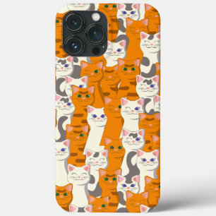 Witte en gember katten patroon groene ogen blauwe iPhone 13 pro max hoesje