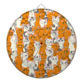 Witte en gember katten patroon groene ogen blauwe  dartbord (Voorkant)