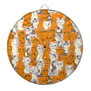 Witte en gember katten patroon groene ogen blauwe  dartbord