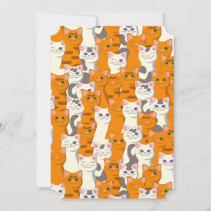 Witte en gember katten patroon groene ogen blauwe feestdagenkaart