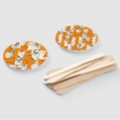 Witte en gember katten patroon groene ogen blauwe  handwaaier (Niet-gemonteerd)