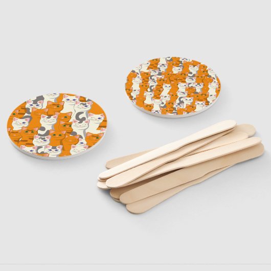 Witte en gember katten patroon groene ogen blauwe  handwaaier (Niet-gemonteerd)