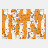 Witte en gember katten patroon groene ogen blauwe  inpakpapier vel (Voorkant)