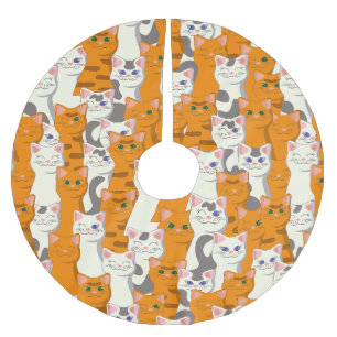 Witte en gember katten patroon groene ogen blauwe  kerstboom rok