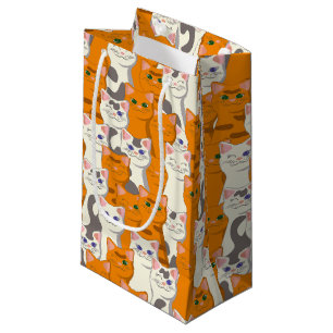 Witte en gember katten patroon groene ogen blauwe klein cadeauzakje