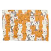 Witte en gember katten patroon groene ogen blauwe  kussensloop (Voorkant)