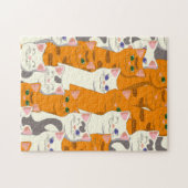 Witte en gember katten patroon groene ogen blauwe  legpuzzel (Horizontaal)