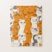 Witte en gember katten patroon groene ogen blauwe  legpuzzel (Verticaal)