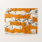 Witte en gember katten patroon groene ogen blauwe  legpuzzel (Horizontaal)