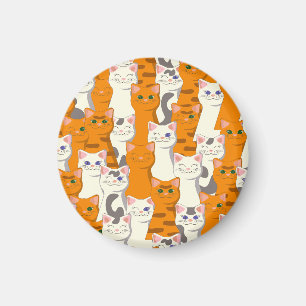 Witte en gember katten patroon groene ogen blauwe magneet