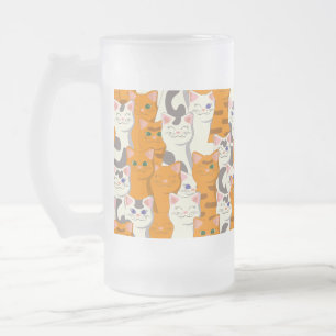 Witte en gember katten patroon groene ogen blauwe matglas bierpul