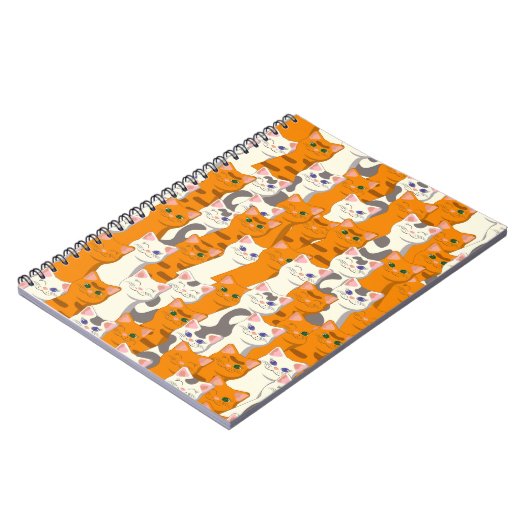 Witte en gember katten patroon groene ogen blauwe  notitieboek (Linkerzijde)