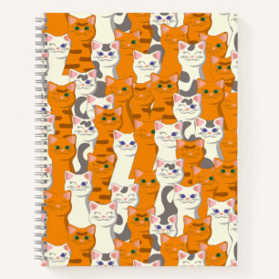 Witte en gember katten patroon groene ogen blauwe notitieboek