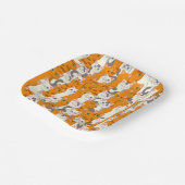 Witte en gember katten patroon groene ogen blauwe  papieren bordje (Gebogen)