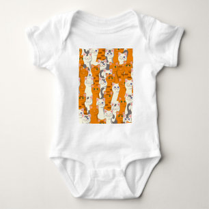 Witte en gember katten patroon groene ogen blauwe romper
