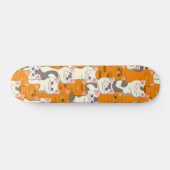 Witte en gember katten patroon groene ogen blauwe  skateboard (Horizontaal)