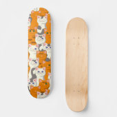 Witte en gember katten patroon groene ogen blauwe  skateboard (Voorkant)