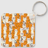 Witte en gember katten patroon groene ogen blauwe  sleutelhanger (Achterkant)