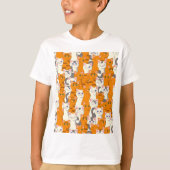 Witte en gember katten patroon groene ogen blauwe  t-shirt (Voorkant)