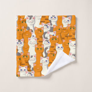 Witte en gember katten patroon groene ogen blauwe washandje