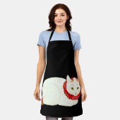 Witte en Ginger Japanse Kat Schort (Gedragen)